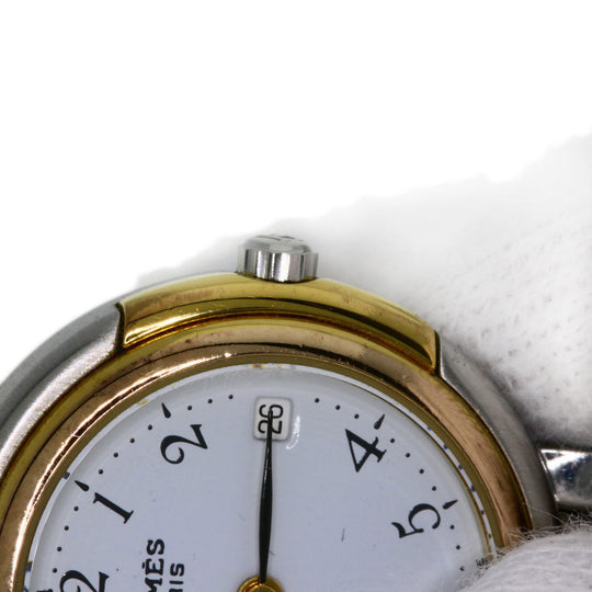 HERMES Watches Quartz Stainless Steel, Combination Silver Windsor white dial Women Used Authentic