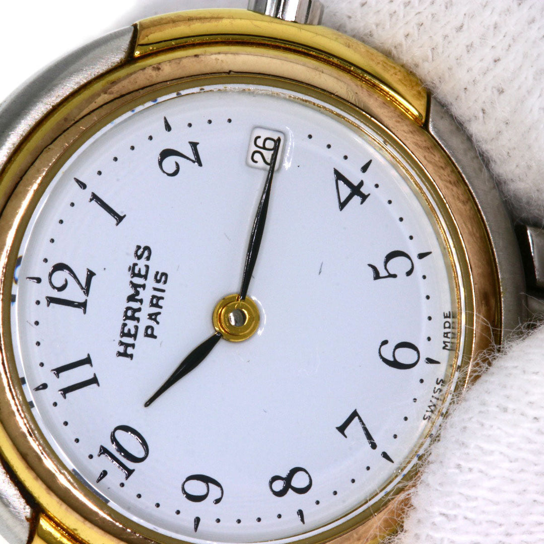 HERMES Watches Quartz Stainless Steel, Combination Silver Windsor white dial Women Used Authentic