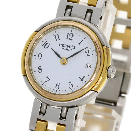 HERMES Watches Quartz Stainless Steel, Combination Silver Windsor white dial Women Used Authentic