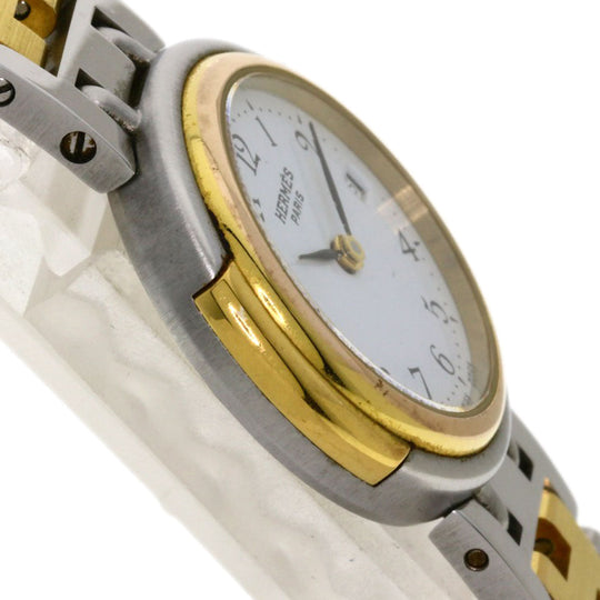 HERMES Watches Quartz Stainless Steel, Combination Silver Windsor white dial Women Used Authentic