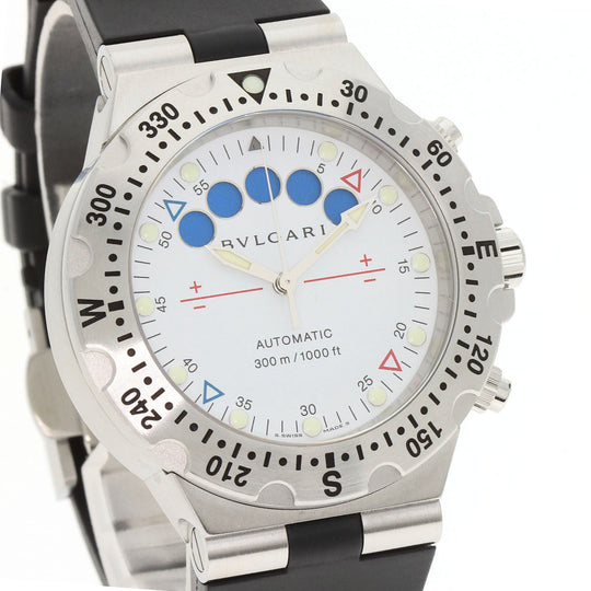 BVLGARI Watches Mechanical Automatic SD40SRE Stainless Steel, Rubber Silver Diagono Scuba Regatta white dial mens Used Authentic