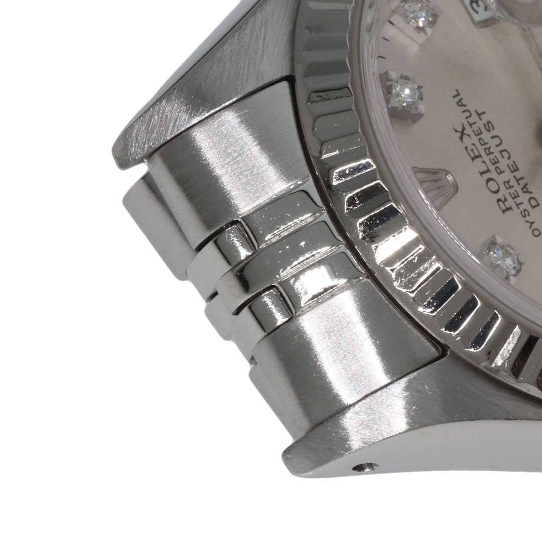 ROLEX Watches Mechanical Automatic 69174G Stainless Steel , Stainless Steel , K18WG Silver Datejust 10P Diamond Silver dial Women Used Authentic
