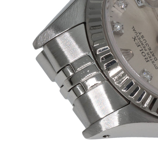 ROLEX Watches Mechanical Automatic 69174G Stainless Steel , Stainless Steel , K18WG Silver Datejust 10P Diamond Silver dial Women Used Authentic
