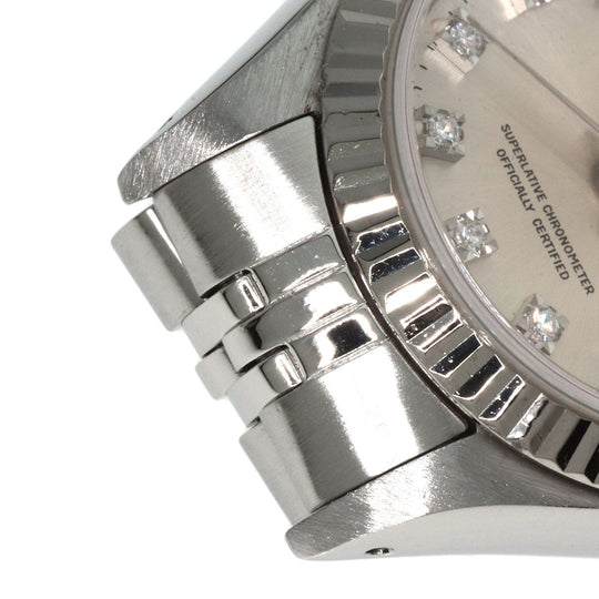 ROLEX Watches Mechanical Automatic 69174G Stainless Steel , Stainless Steel , K18WG Silver Datejust 10P Diamond Silver dial Women Used Authentic