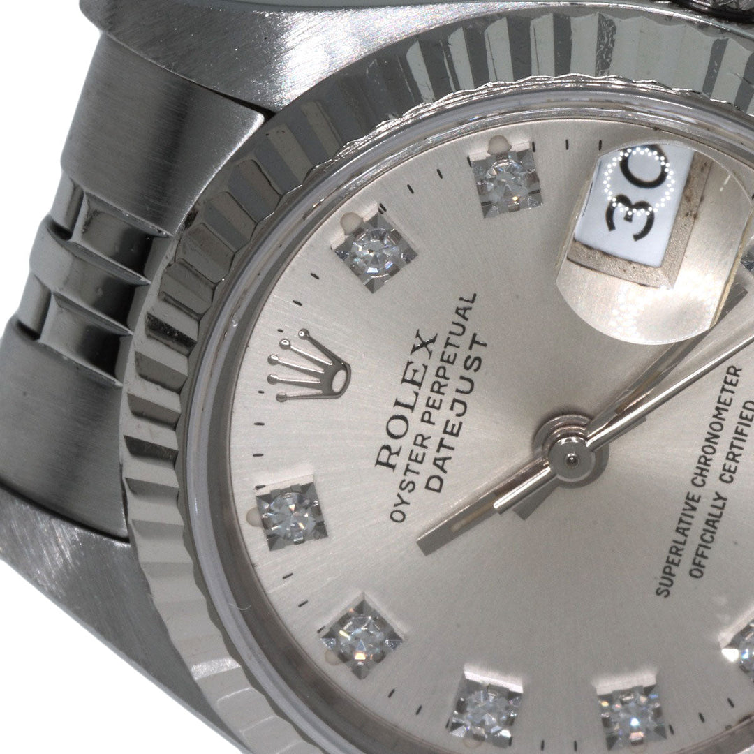 ROLEX Watches Mechanical Automatic 69174G Stainless Steel , Stainless Steel , K18WG Silver Datejust 10P Diamond Silver dial Women Used Authentic