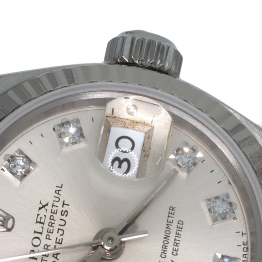 ROLEX Watches Mechanical Automatic 69174G Stainless Steel , Stainless Steel , K18WG Silver Datejust 10P Diamond Silver dial Women Used Authentic