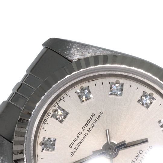 ROLEX Watches Mechanical Automatic 69174G Stainless Steel , Stainless Steel , K18WG Silver Datejust 10P Diamond Silver dial Women Used Authentic