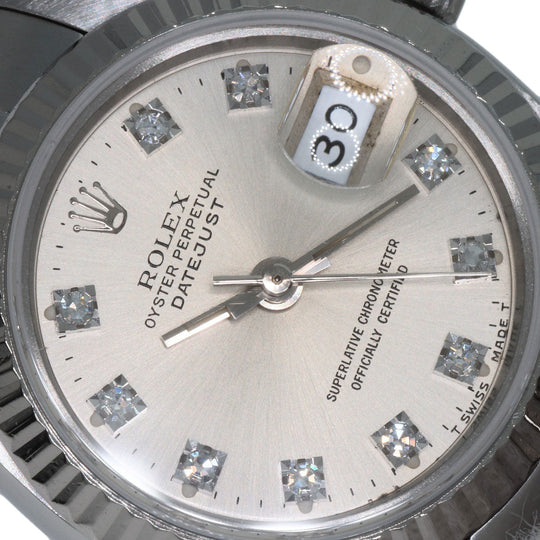 ROLEX Watches Mechanical Automatic 69174G Stainless Steel , Stainless Steel , K18WG Silver Datejust 10P Diamond Silver dial Women Used Authentic