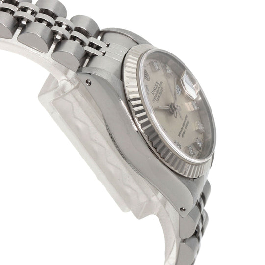 ROLEX Watches Mechanical Automatic 69174G Stainless Steel , Stainless Steel , K18WG Silver Datejust 10P Diamond Silver dial Women Used Authentic