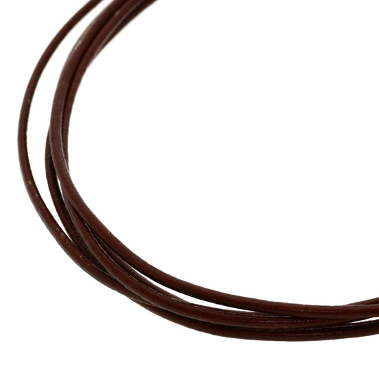 BVLGARI Necklace Leather, Metal Brown Leather 5-row choker Women Used Authentic