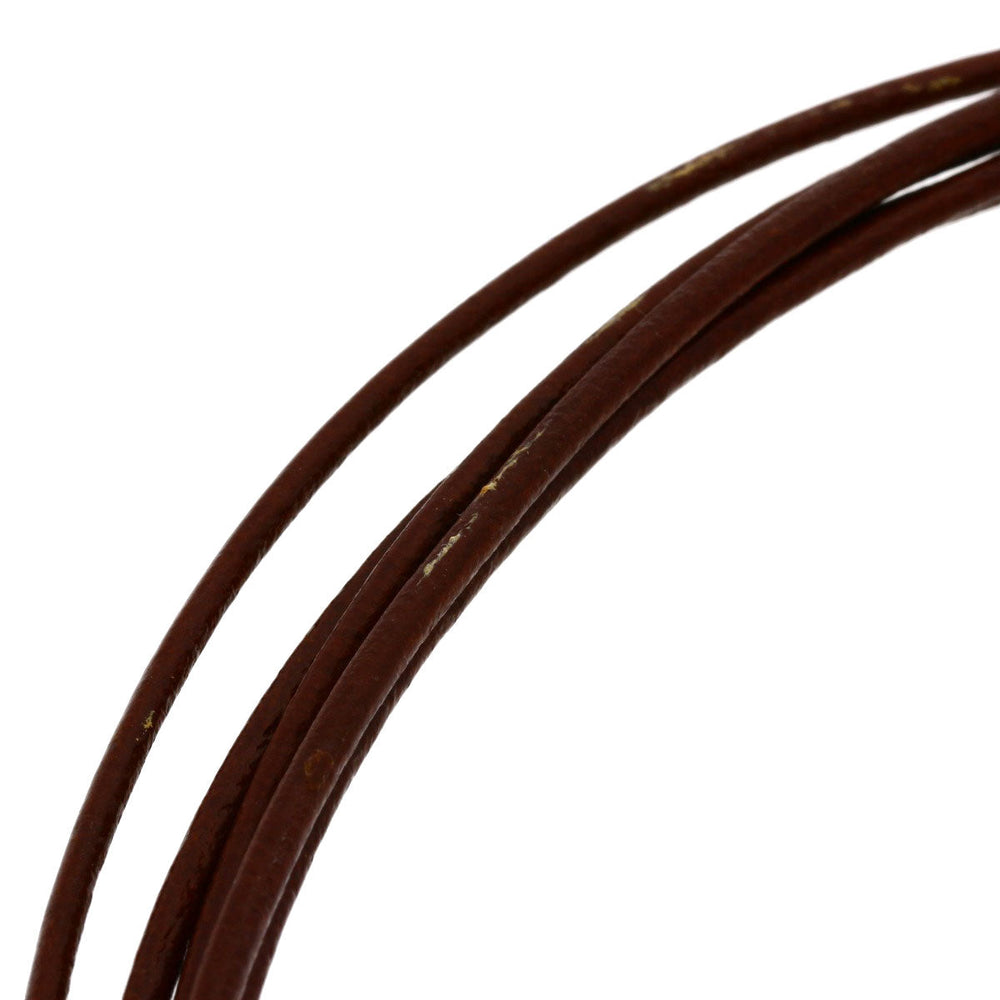 BVLGARI Necklace Leather, Metal Brown Leather 5-row choker Women Used Authentic