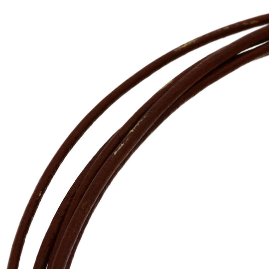 BVLGARI Necklace Leather, Metal Brown Leather 5-row choker Women Used Authentic
