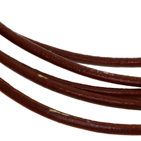 BVLGARI Necklace Leather, Metal Brown Leather 5-row choker Women Used Authentic