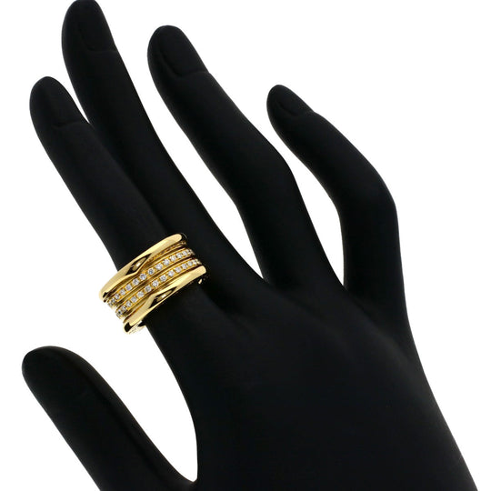 BVLGARI Ring 18K Yellow Gold gold B-zero1 B-zero One 3-band full diamond #50