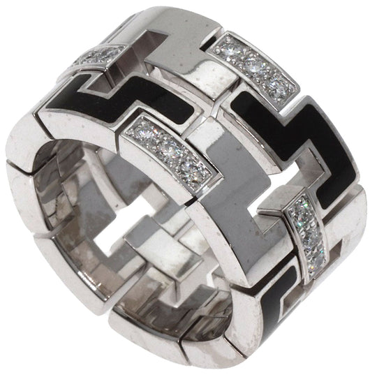 CARTIER Ring K18WG Silver Dragon Padlock Diamond Enamel #48