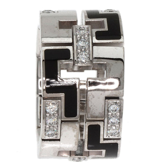 CARTIER Ring K18WG Silver Dragon Padlock Diamond Enamel #48