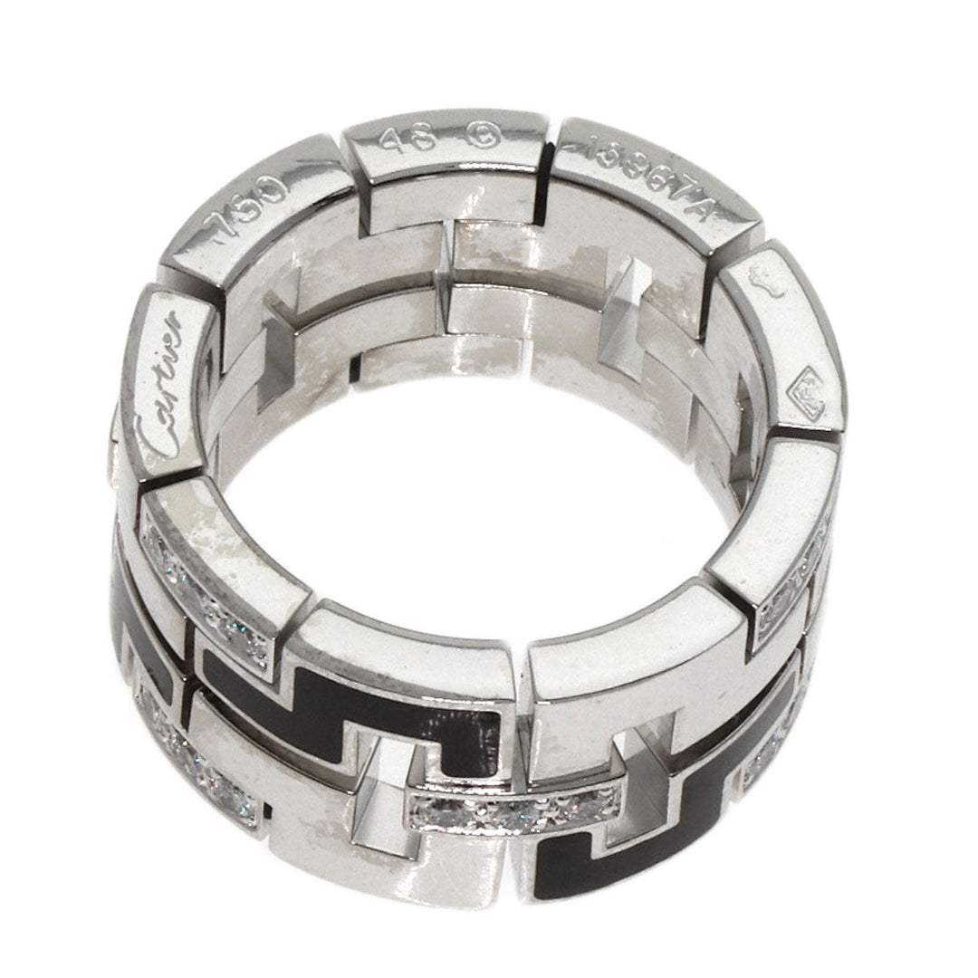 CARTIER Ring K18WG Silver Dragon Padlock Diamond Enamel #48