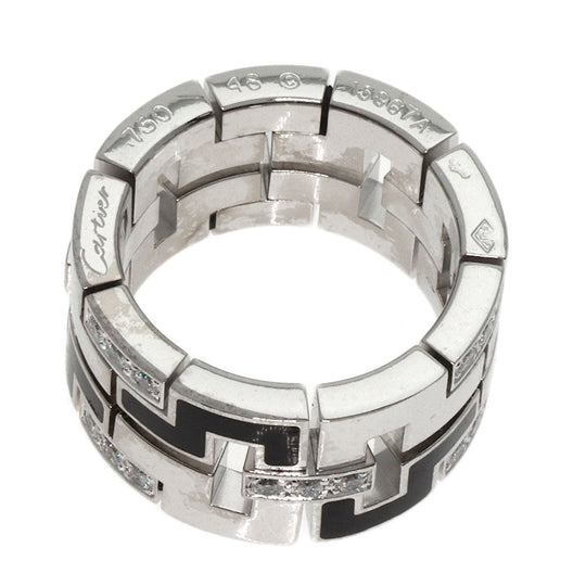 CARTIER Ring K18WG Silver Dragon Padlock Diamond Enamel #48