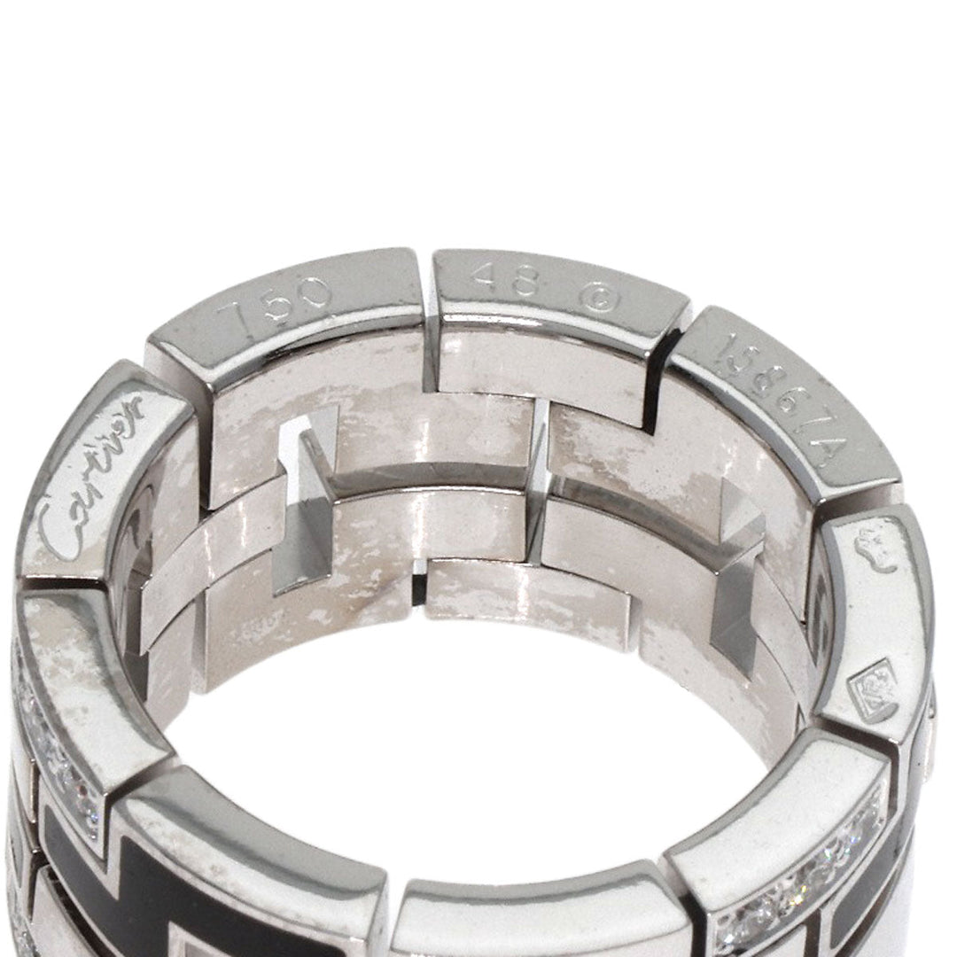 CARTIER Ring K18WG Silver Dragon Padlock Diamond Enamel #48