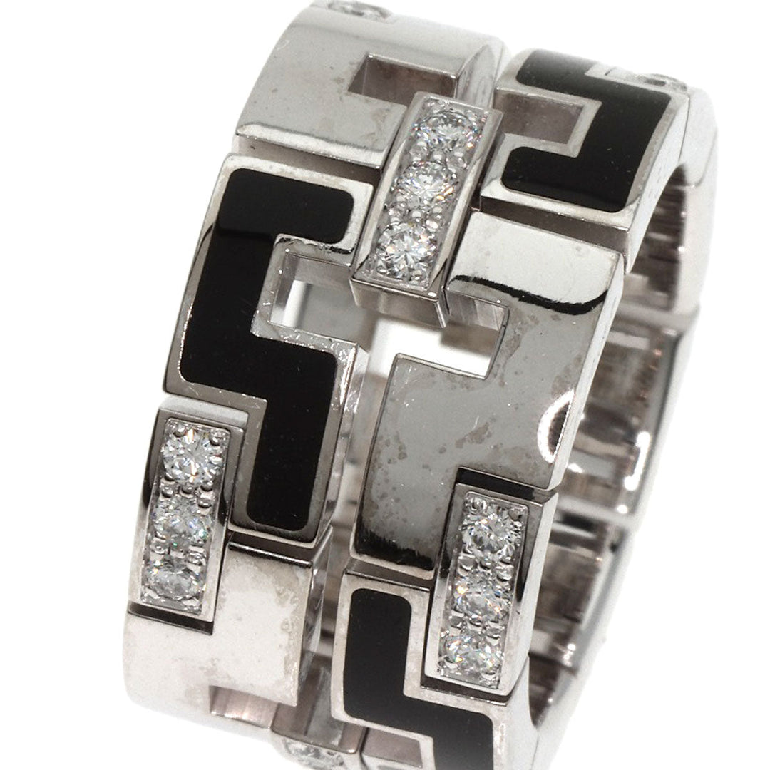 CARTIER Ring K18WG Silver Dragon Padlock Diamond Enamel #48