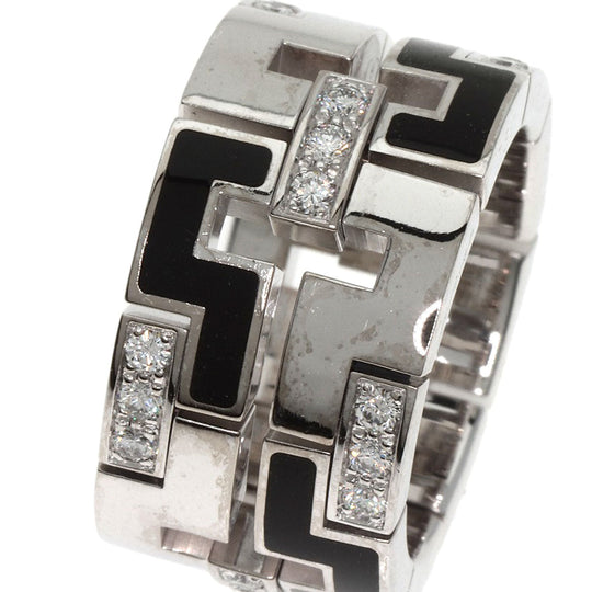 CARTIER Ring K18WG Silver Dragon Padlock Diamond Enamel #48