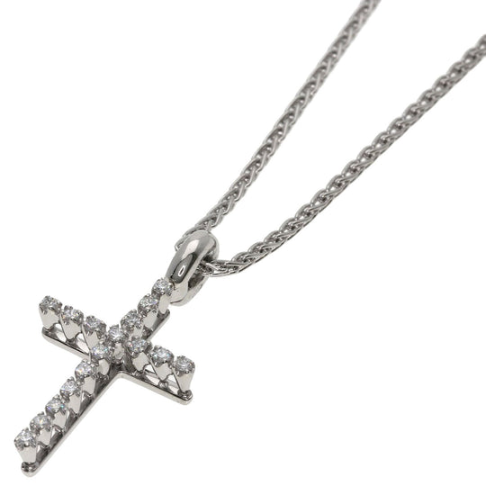 Damiani Necklace PT950 Silver Mystery cross diamond Women Used Authentic