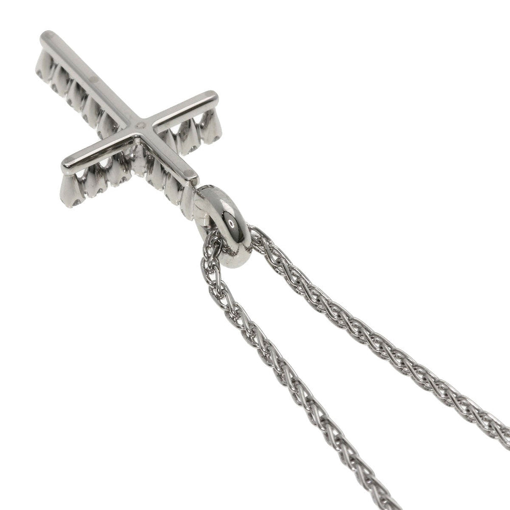Damiani Necklace PT950 Silver Mystery cross diamond Women Used Authentic