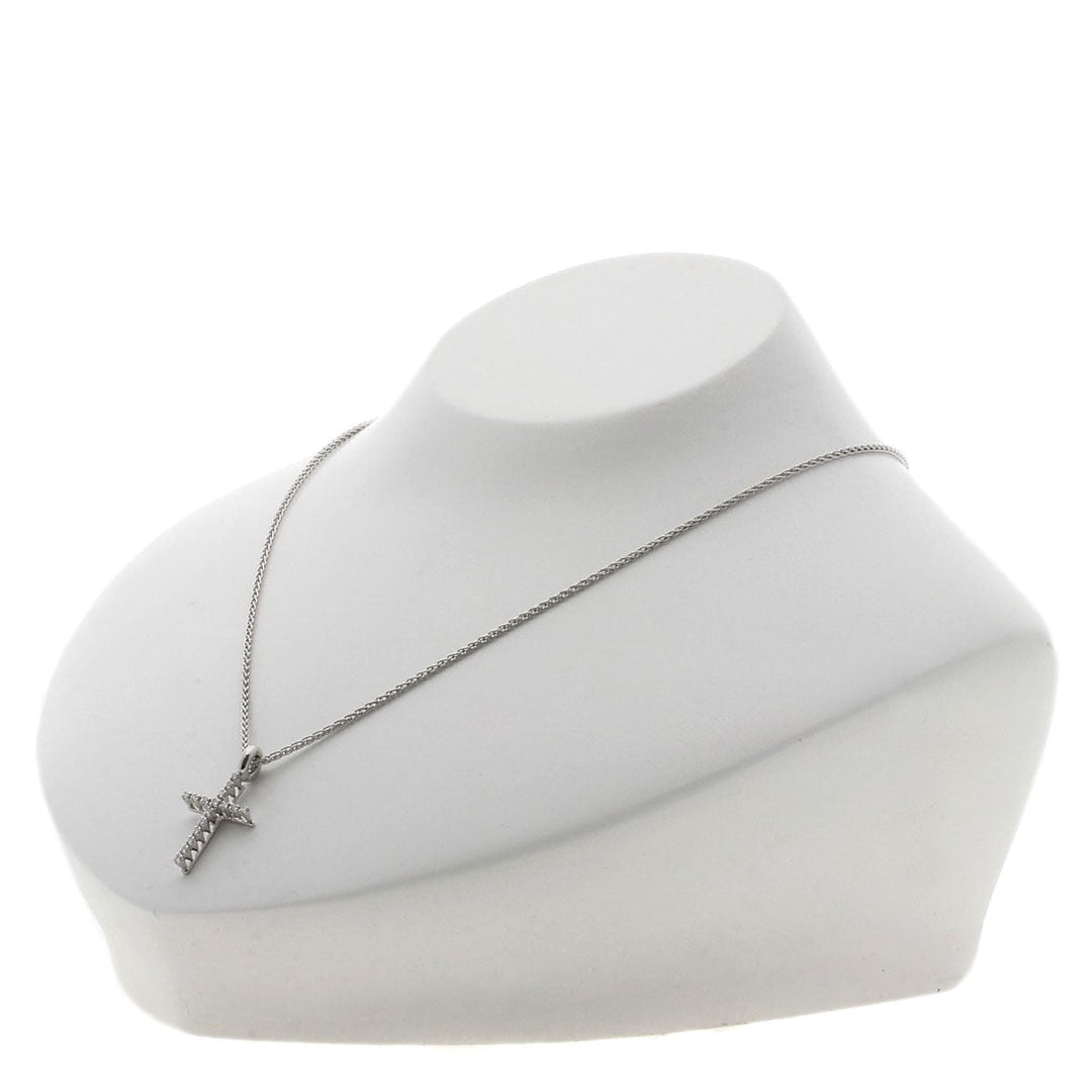Damiani Necklace PT950 Silver Mystery cross diamond Women Used Authentic