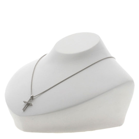 Damiani Necklace PT950 Silver Mystery cross diamond Women Used Authentic