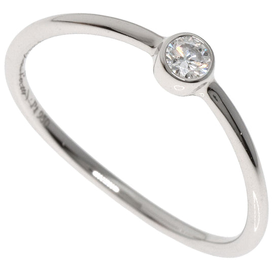 TIFFANY&Co. Ring PT950 Silver Wave Single Row 1P Diamond Women Used Authentic