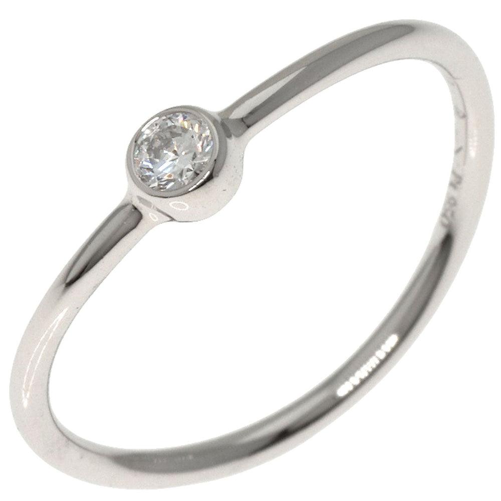 TIFFANY&Co. Ring PT950 Silver Wave Single Row 1P Diamond Women Used Authentic