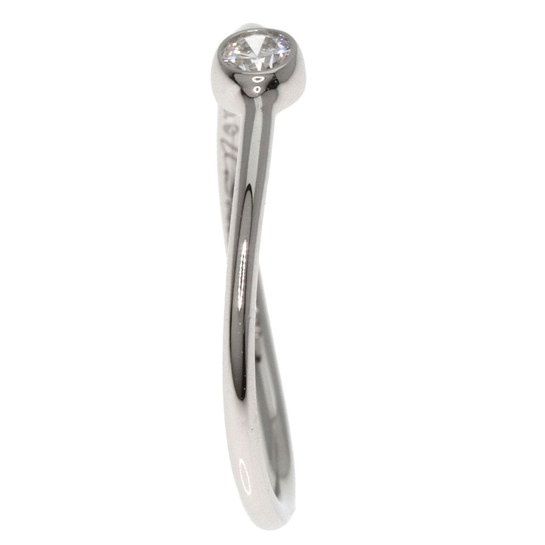 TIFFANY&Co. Ring PT950 Silver Wave Single Row 1P Diamond Women Used Authentic