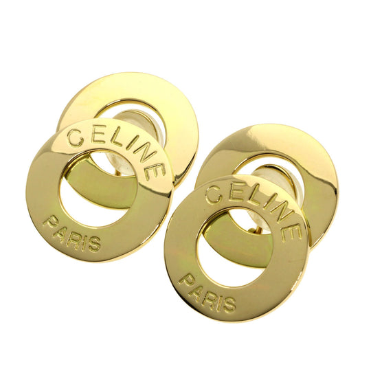 CELINE Earring 18K Yellow Gold gold Circle motif logo Women Used Authentic