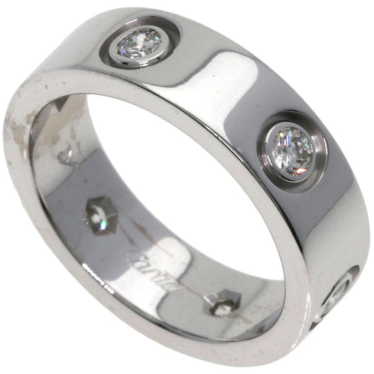 CARTIER Ring K18WG Silver Love Ring Full Diamond #50 Women Used Authentic