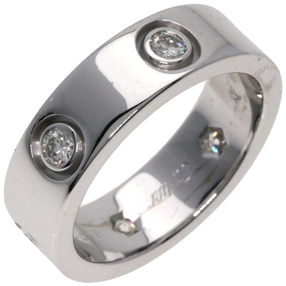 CARTIER Ring K18WG Silver Love Ring Full Diamond #50 Women Used Authentic
