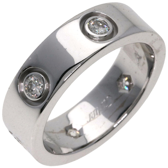 CARTIER Ring K18WG Silver Love Ring Full Diamond #50 Women Used Authentic