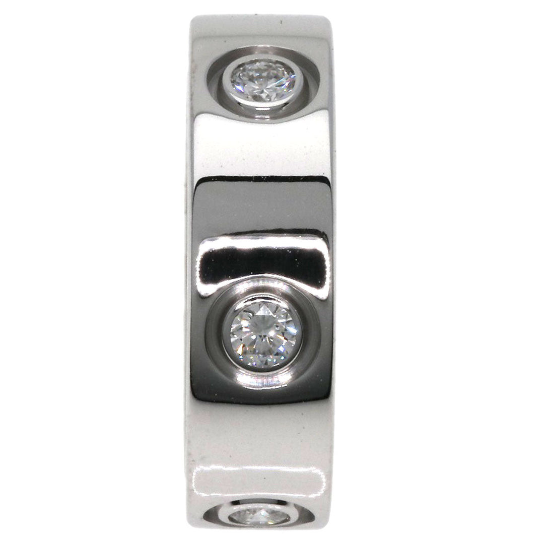 CARTIER Ring K18WG Silver Love Ring Full Diamond #50 Women Used Authentic