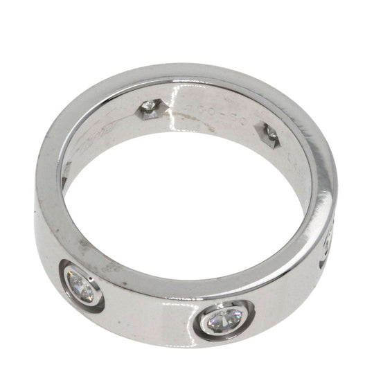 CARTIER Ring K18WG Silver Love Ring Full Diamond #50 Women Used Authentic