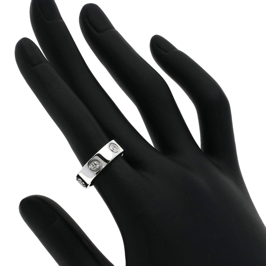 CARTIER Ring K18WG Silver Love Ring Full Diamond #50 Women Used Authentic
