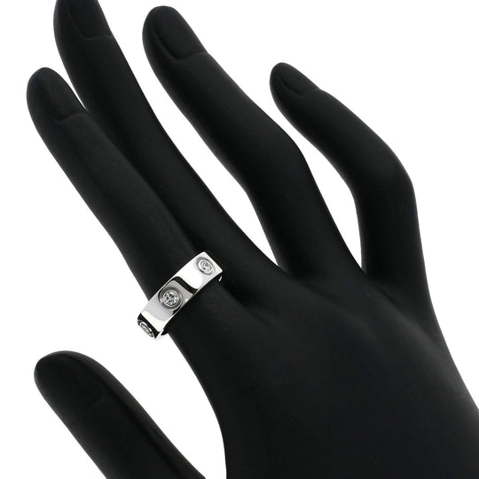 CARTIER Ring K18WG Silver Love Ring Full Diamond #50 Women Used Authentic