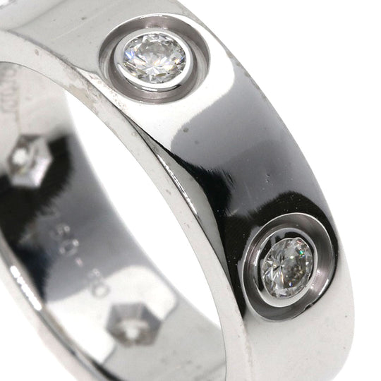 CARTIER Ring K18WG Silver Love Ring Full Diamond #50 Women Used Authentic