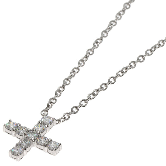 HARRY WINSTON Necklace PT950 Silver Minicross Diamond Women Used Authentic