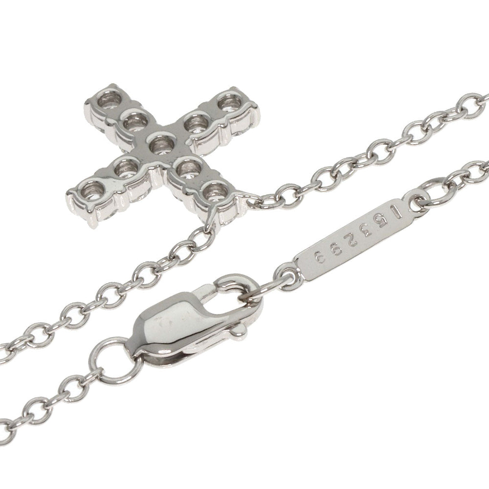 HARRY WINSTON Necklace PT950 Silver Minicross Diamond Women Used Authentic