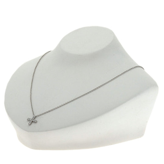 HARRY WINSTON Necklace PT950 Silver Minicross Diamond Women Used Authentic