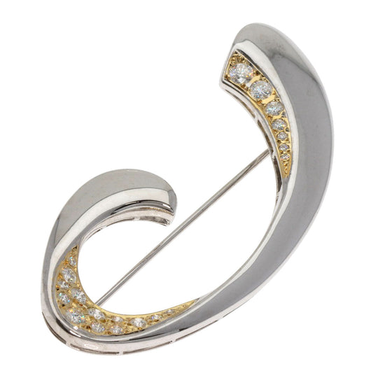 MIKIMOTO Brooch K18WG , K14 Silver diamond Women Used Authentic