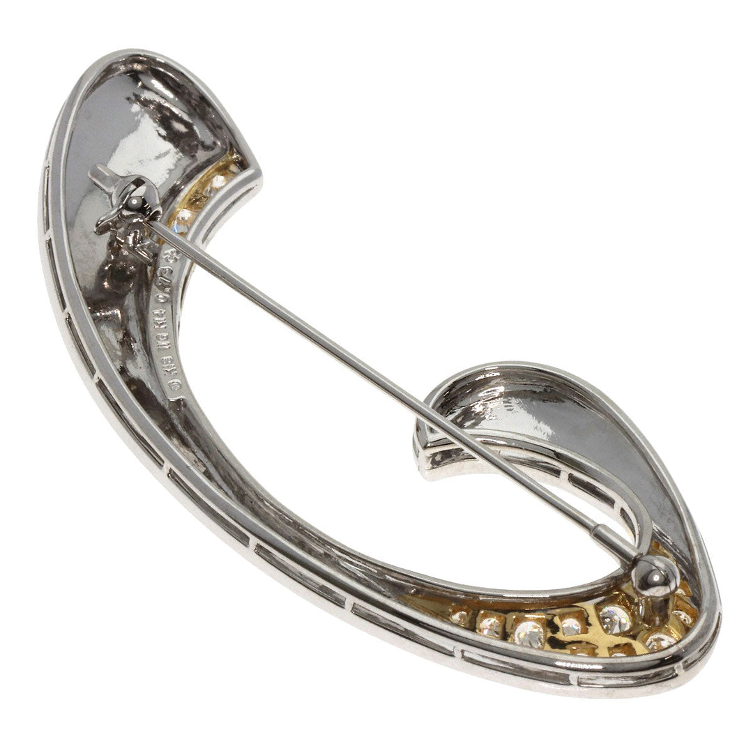 MIKIMOTO Brooch K18WG , K14 Silver diamond Women Used Authentic