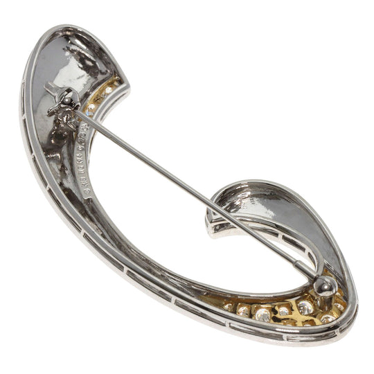 MIKIMOTO Brooch K18WG , K14 Silver diamond Women Used Authentic