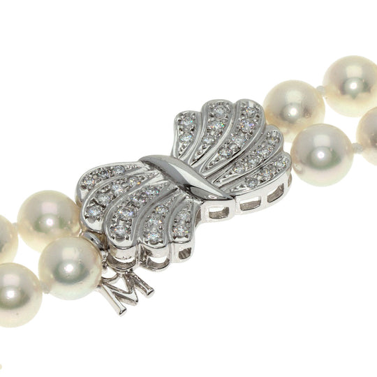 MIKIMOTO Necklace K18WG white Pearl 2-strand