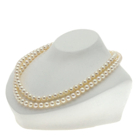 MIKIMOTO Necklace K14WG white Pearl 2-strand Women Used Authentic