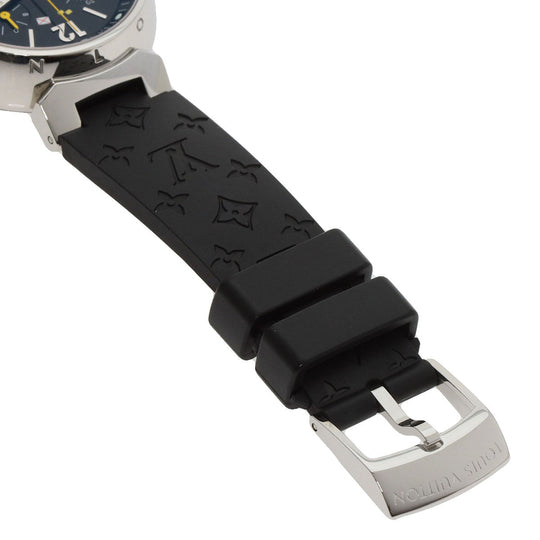 LOUIS VUITTON Watches Quartz Q132G Stainless Steel, Rubber Silver Tambour Lovely Cup black dial Women Used Authentic